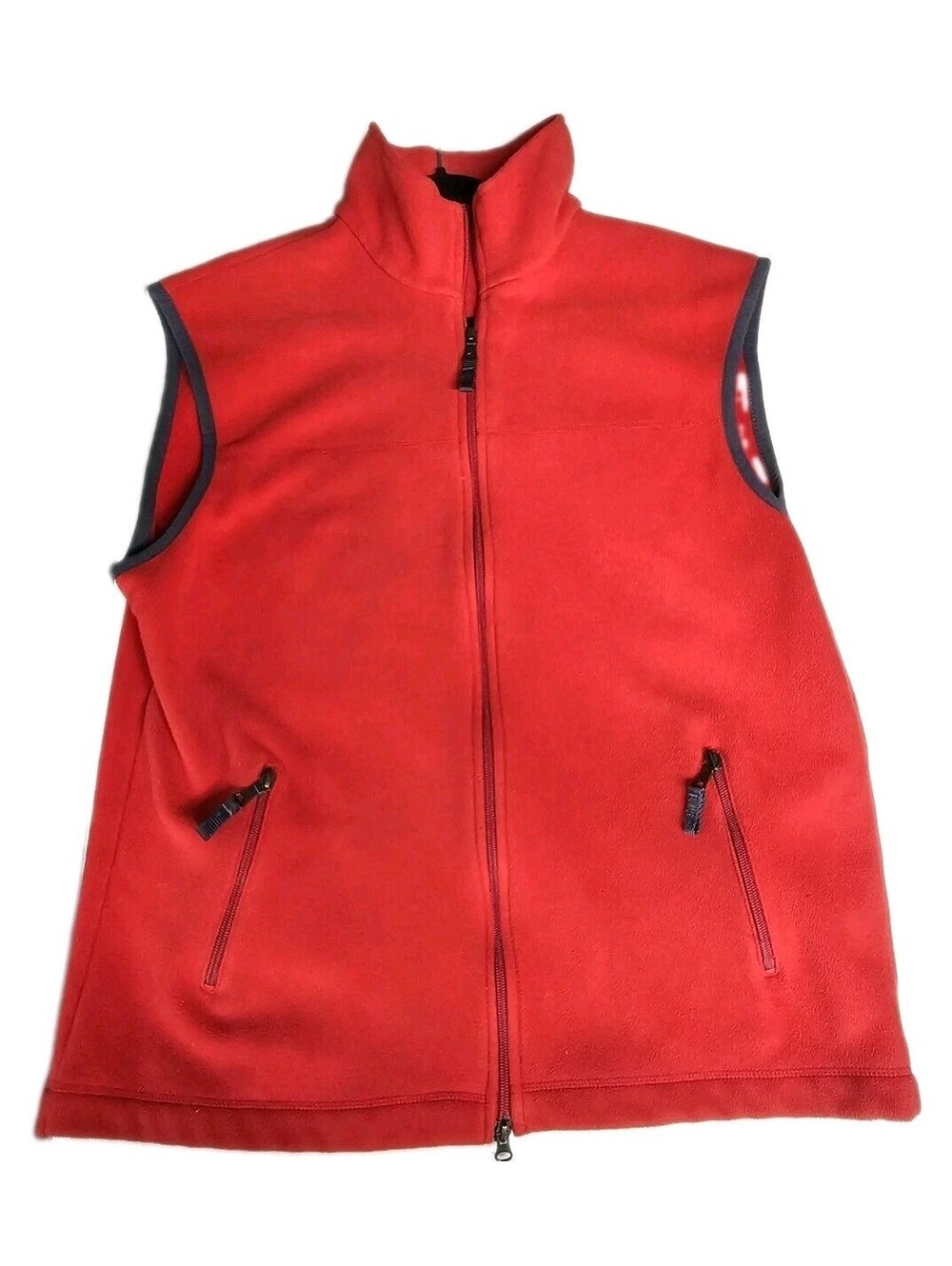 Gap Vest Fleece Mens Size XL Red Black Trim Pocketed 2-Way Full Zip Preppy Y2k